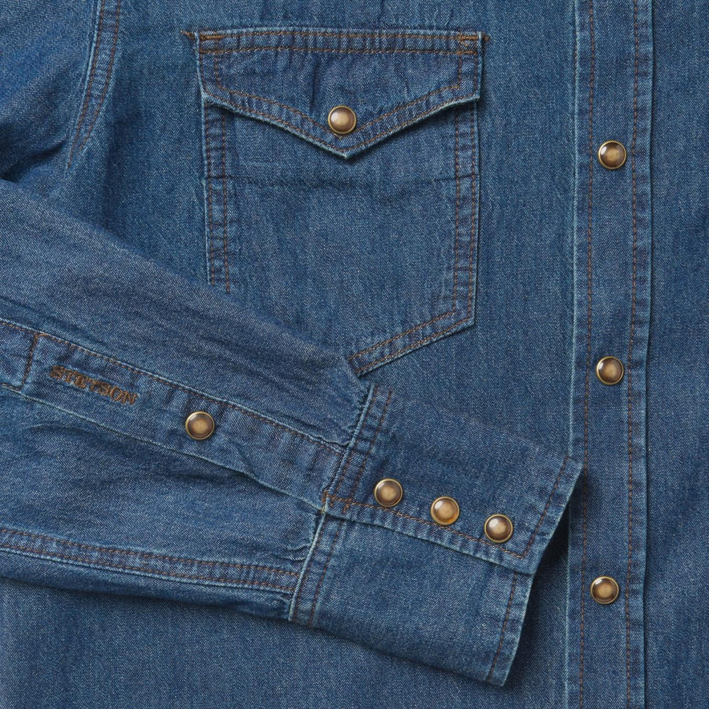 Men Modern Cut | Stetson Modern Denim Western Shirt Blue