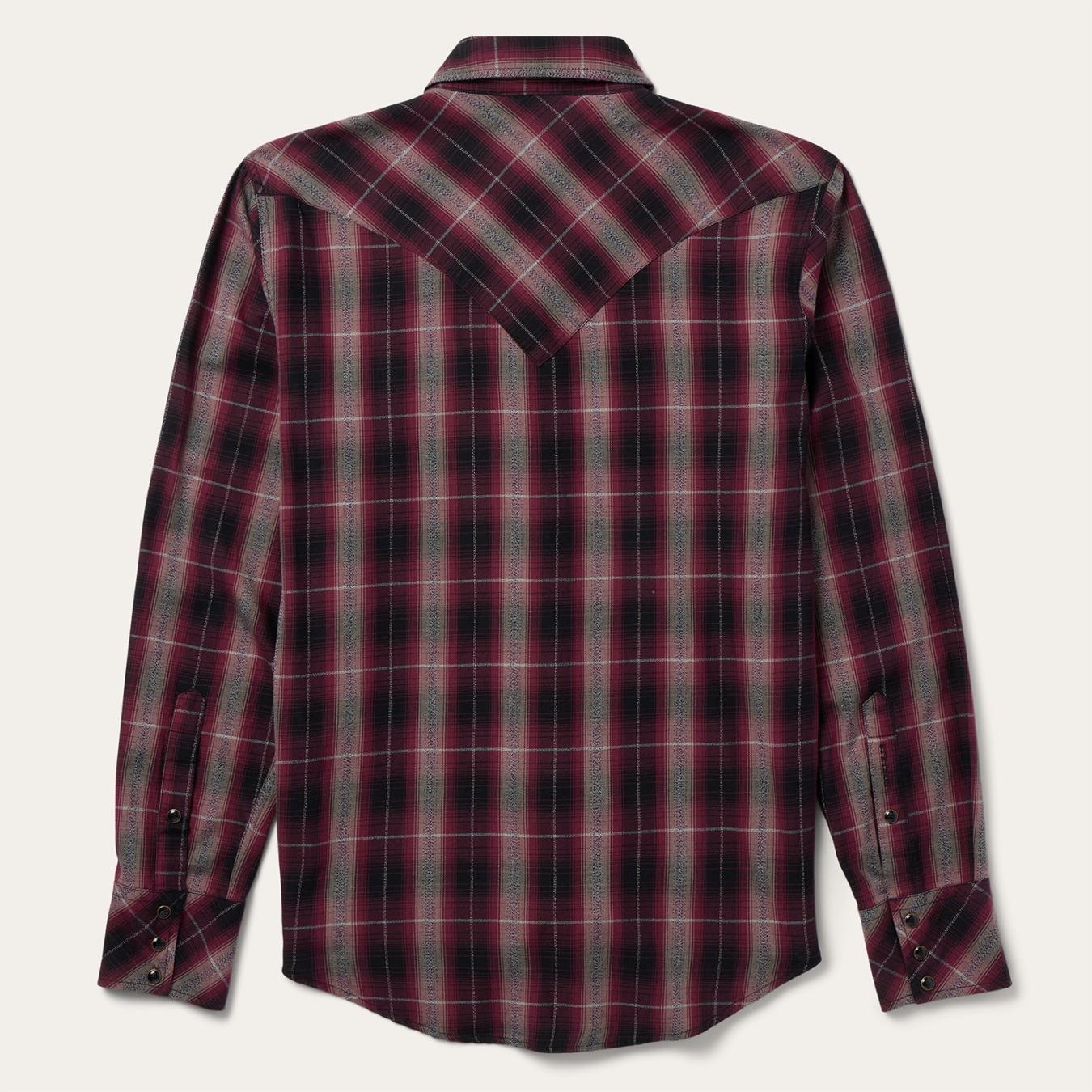 Men Modern Cut | Stetson Red Marl Plaid Western Shirt Red