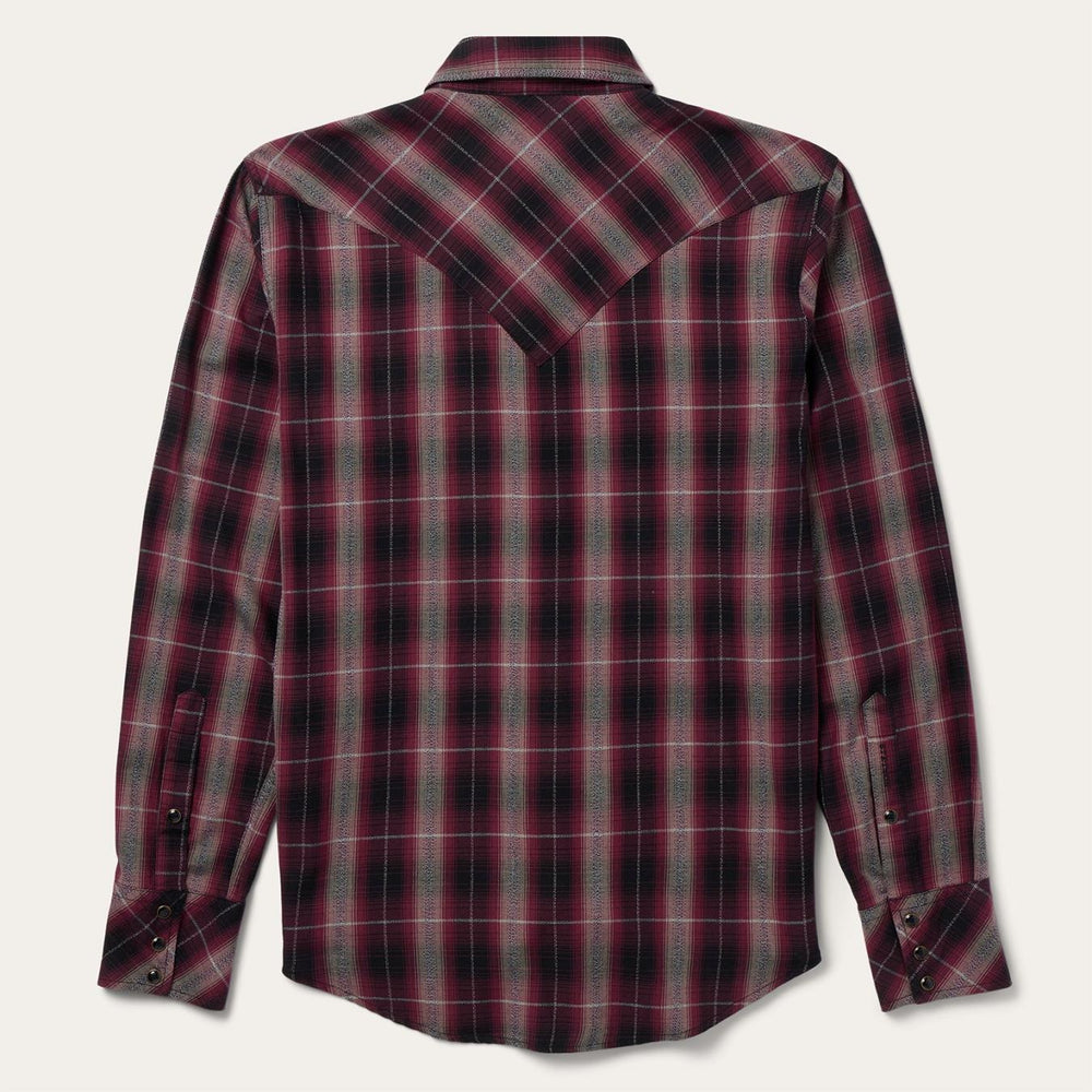 Men Modern Cut | Stetson Red Marl Plaid Western Shirt Red