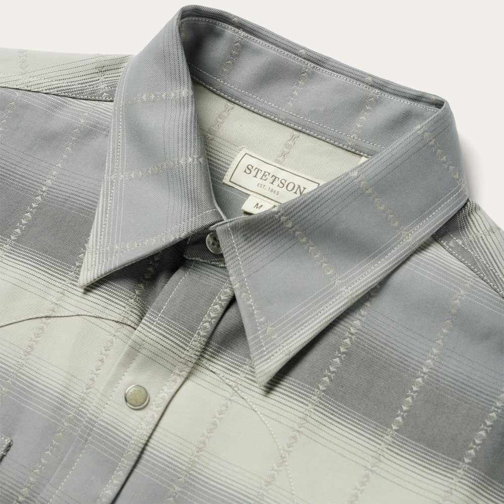 Men Modern Cut | Stetson Serape Dobby Twill Western Shirt Brown