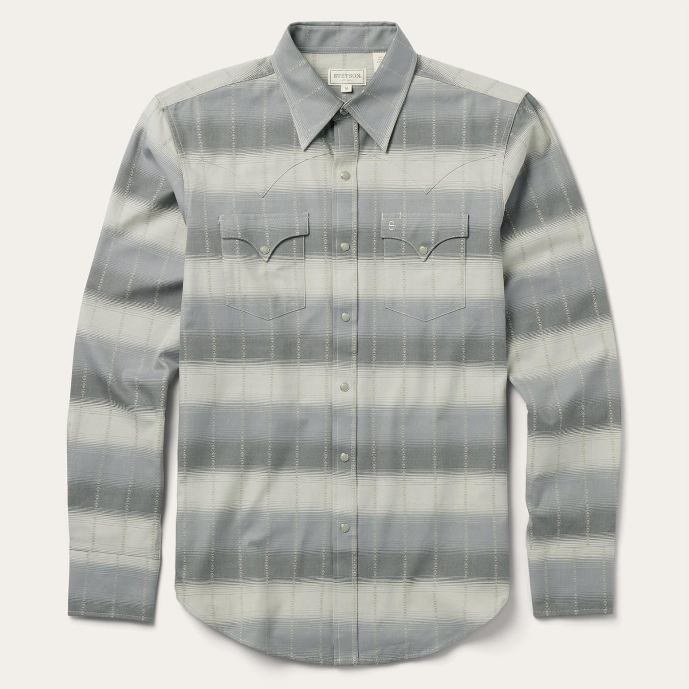 Men Modern Cut | Stetson Serape Dobby Twill Western Shirt Brown