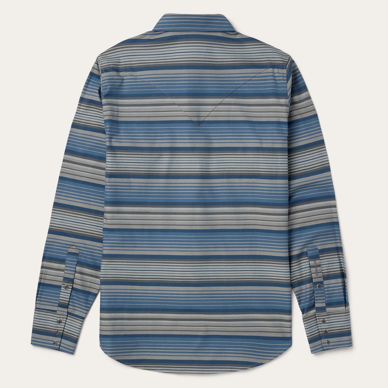 Men Modern Cut | Stetson Serape Stripe Western Shirt Blue
