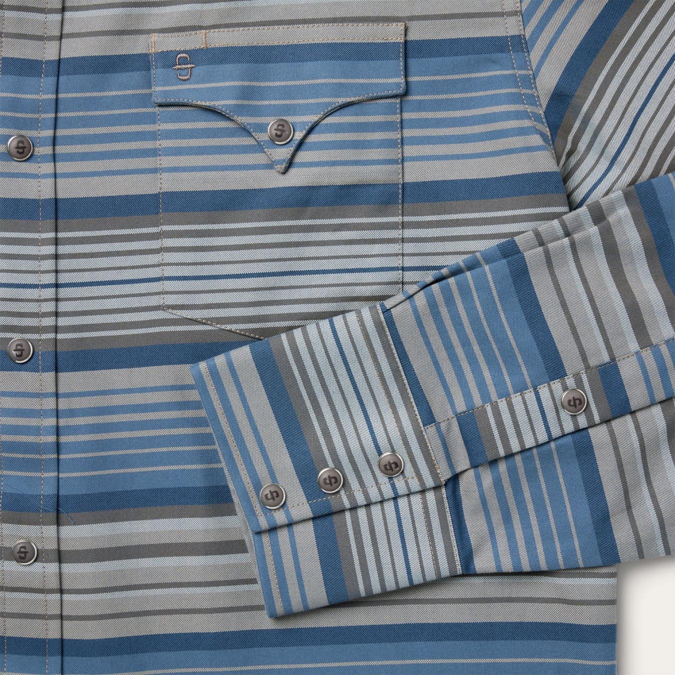 Men Modern Cut | Stetson Serape Stripe Western Shirt Blue