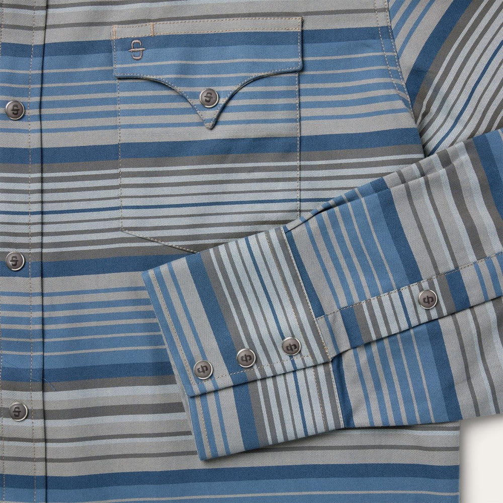 Men Modern Cut | Stetson Serape Stripe Western Shirt Blue