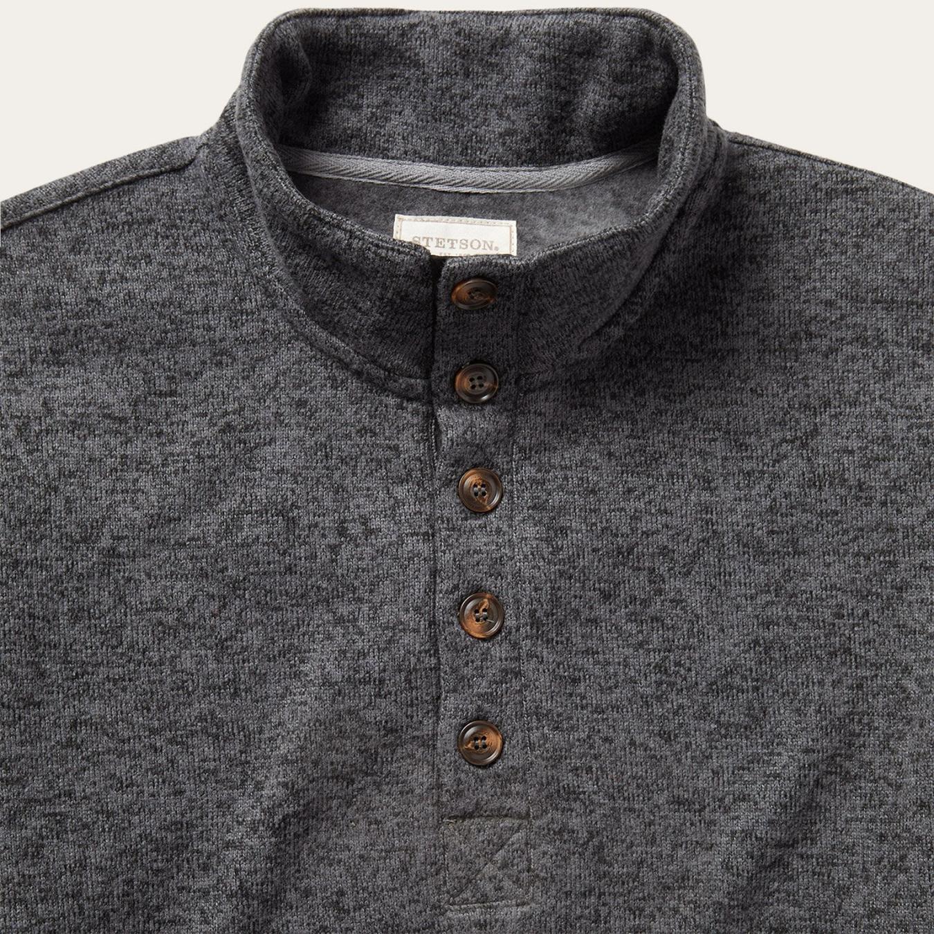Men Sweaters &amp; Hoodies | Stetson Button-Front Grey Pullover Knit Sweater Grey