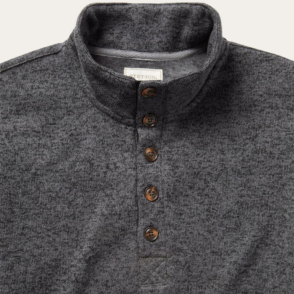 Men Sweaters &amp; Hoodies | Stetson Button-Front Grey Pullover Knit Sweater Grey