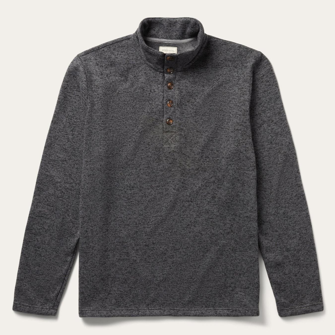 Men Sweaters &amp; Hoodies | Stetson Button-Front Grey Pullover Knit Sweater Grey