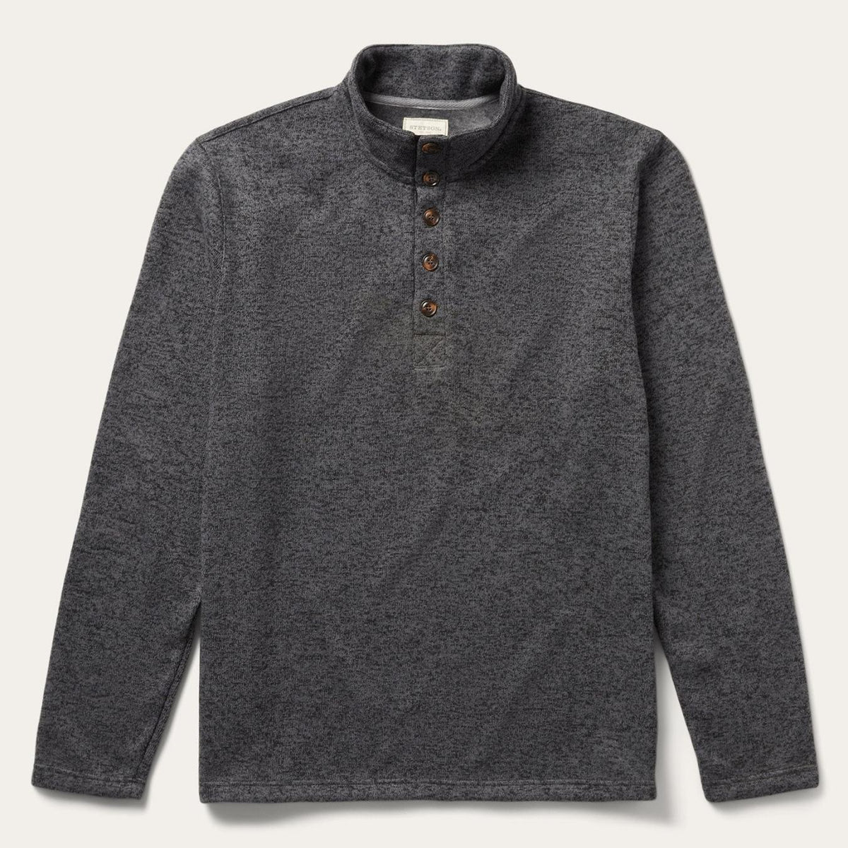Men Sweaters &amp; Hoodies | Stetson Button-Front Grey Pullover Knit Sweater Grey