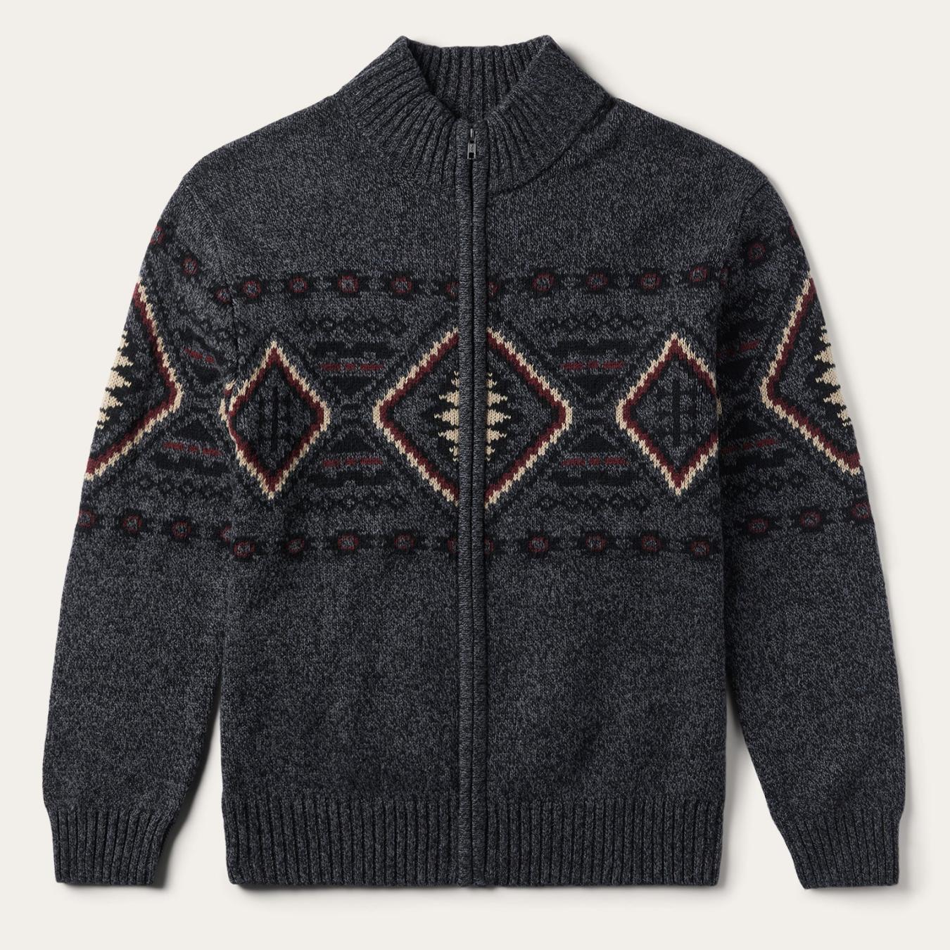 Men Sweaters &amp; Hoodies | Stetson Horizontal Aztec Cardigan Grey
