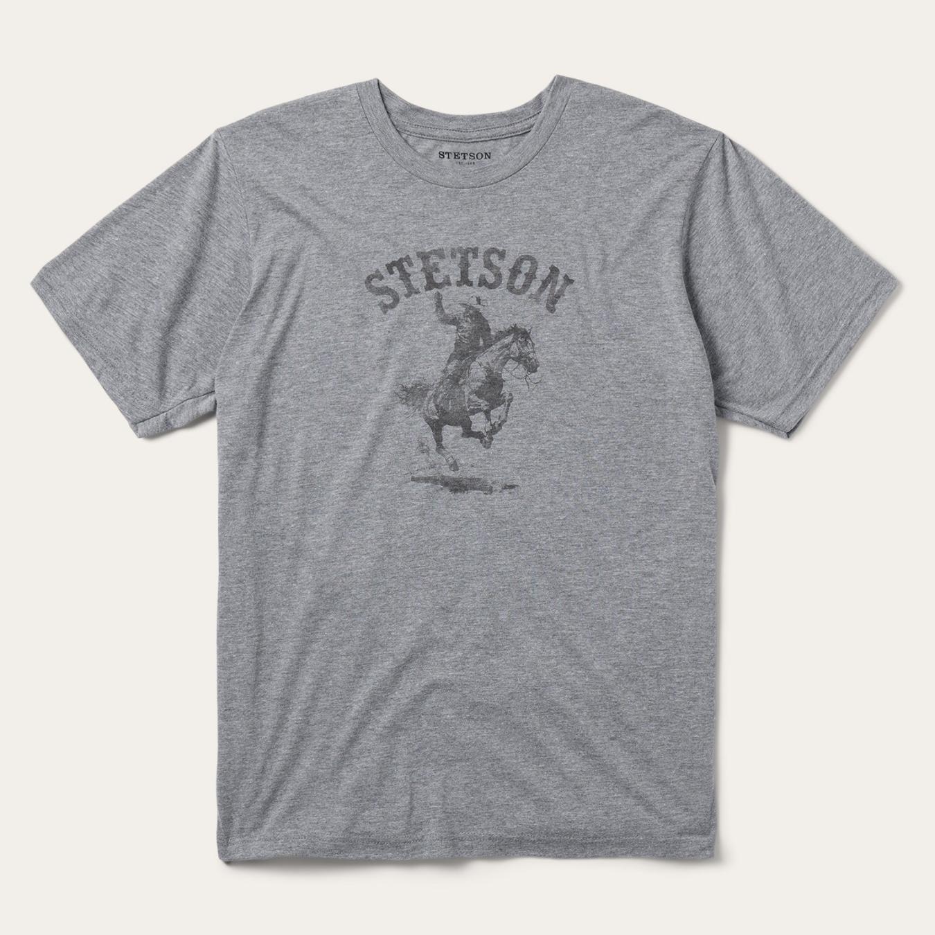 Men Tees | Stetson Bronco Rider Graphic Tee Grey