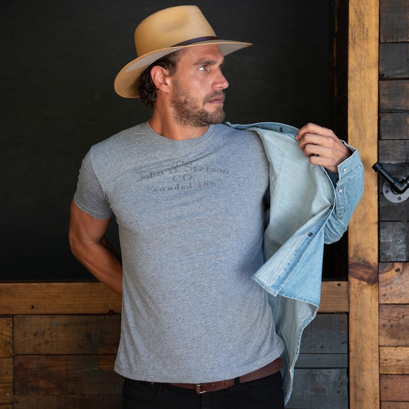 Men Tees | Stetson John B. Stetson Co Graphic Tee Grey