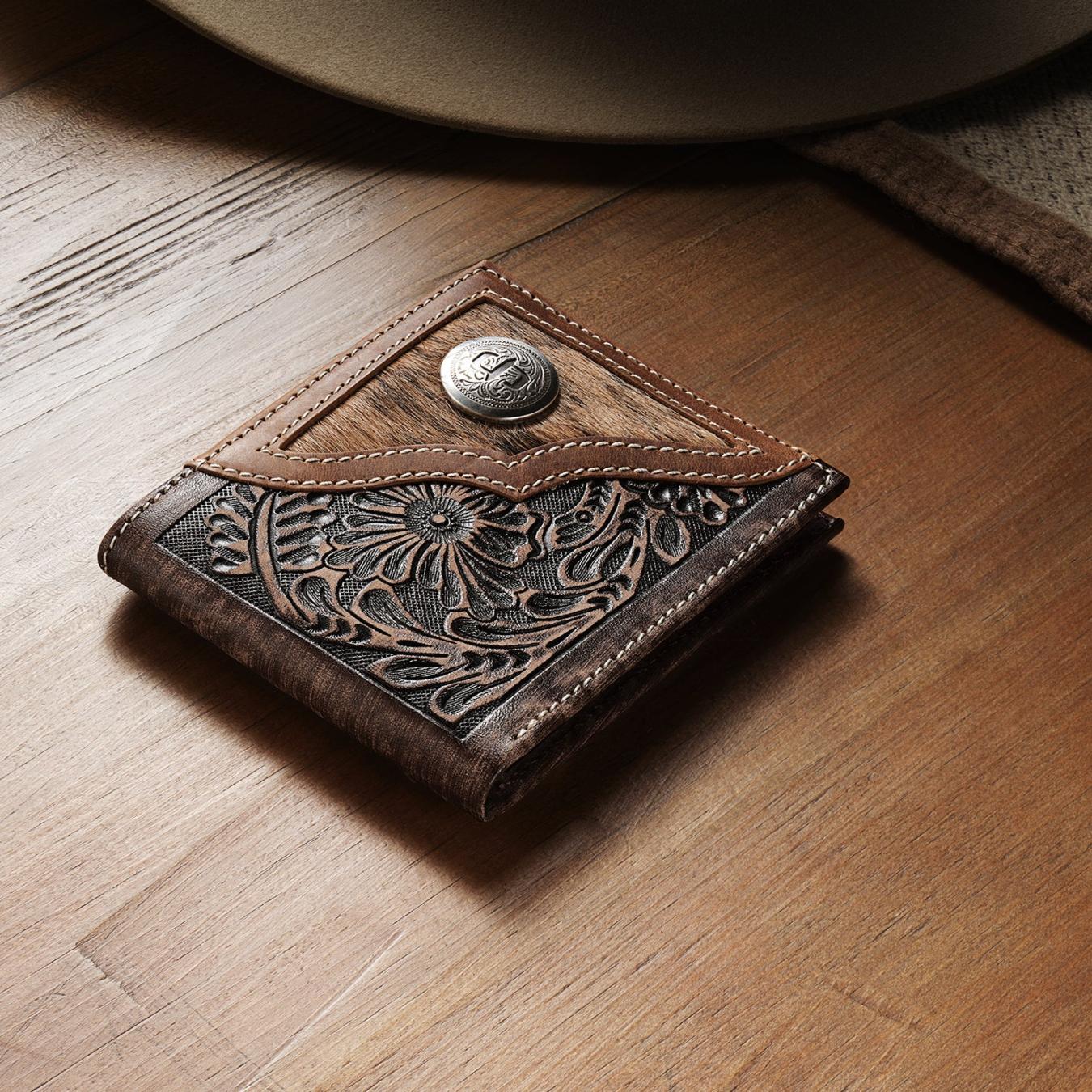 Men Wallets | Stetson Hair-On-Hide Concho Bi-Fold Wallet Vintage Brown