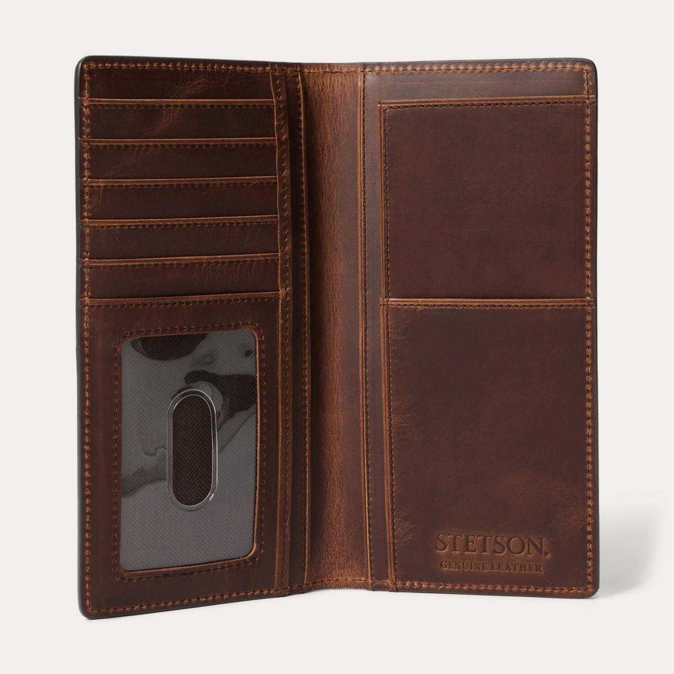 Men Wallets | Stetson Hair-On-Hide Concho Checkbook Vintage Brown