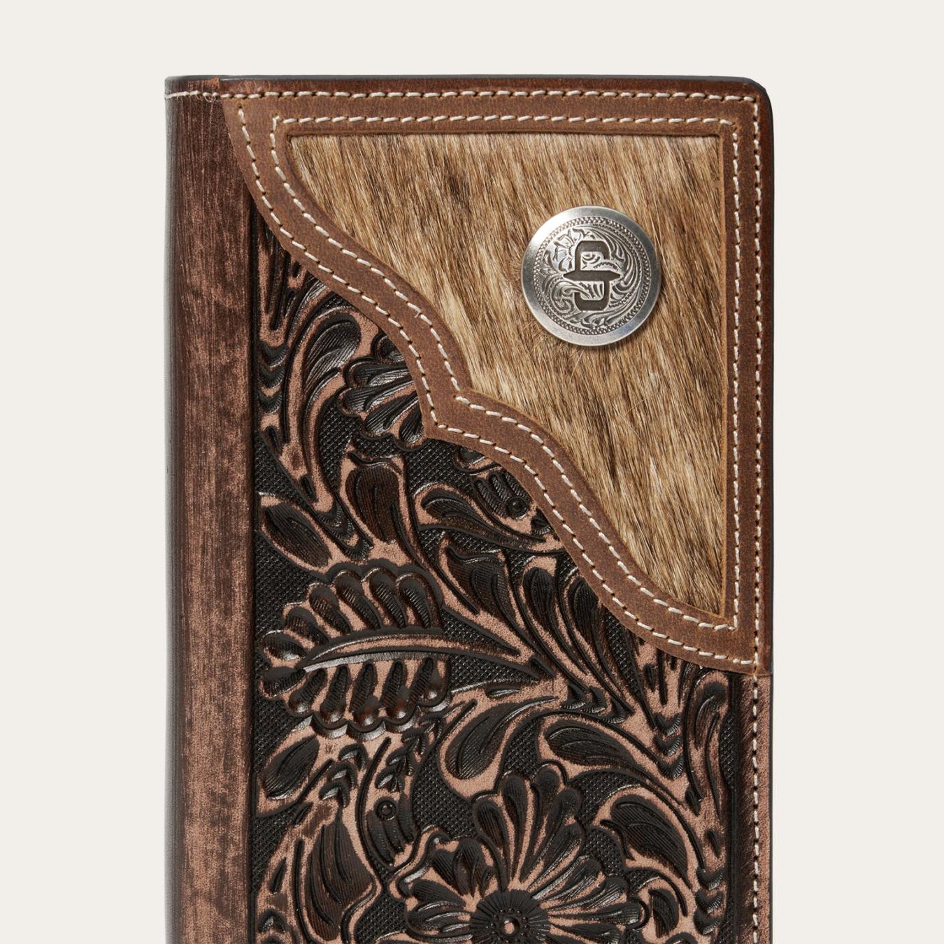 Men Wallets | Stetson Hair-On-Hide Concho Checkbook Vintage Brown