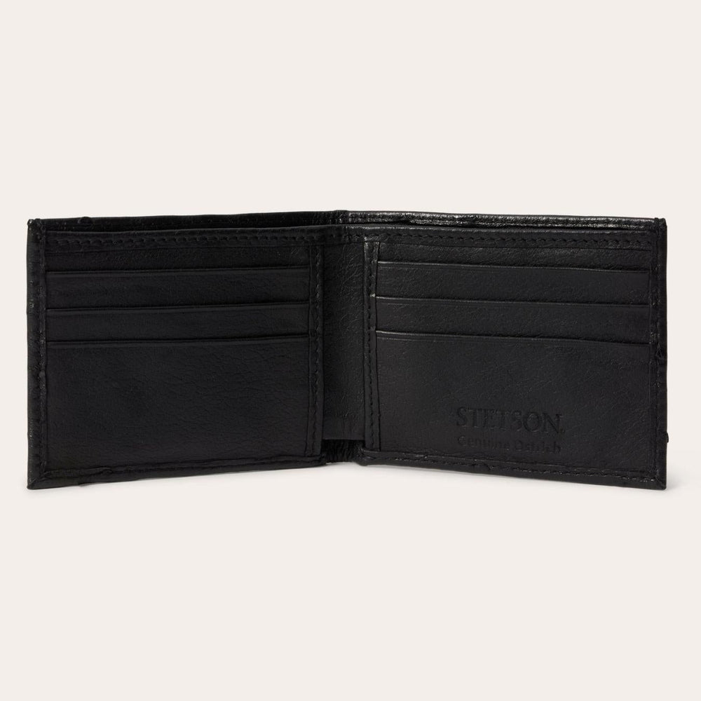 Men Wallets | Stetson Ostrich Bi-Fold Wallet Black Cowboy Classic