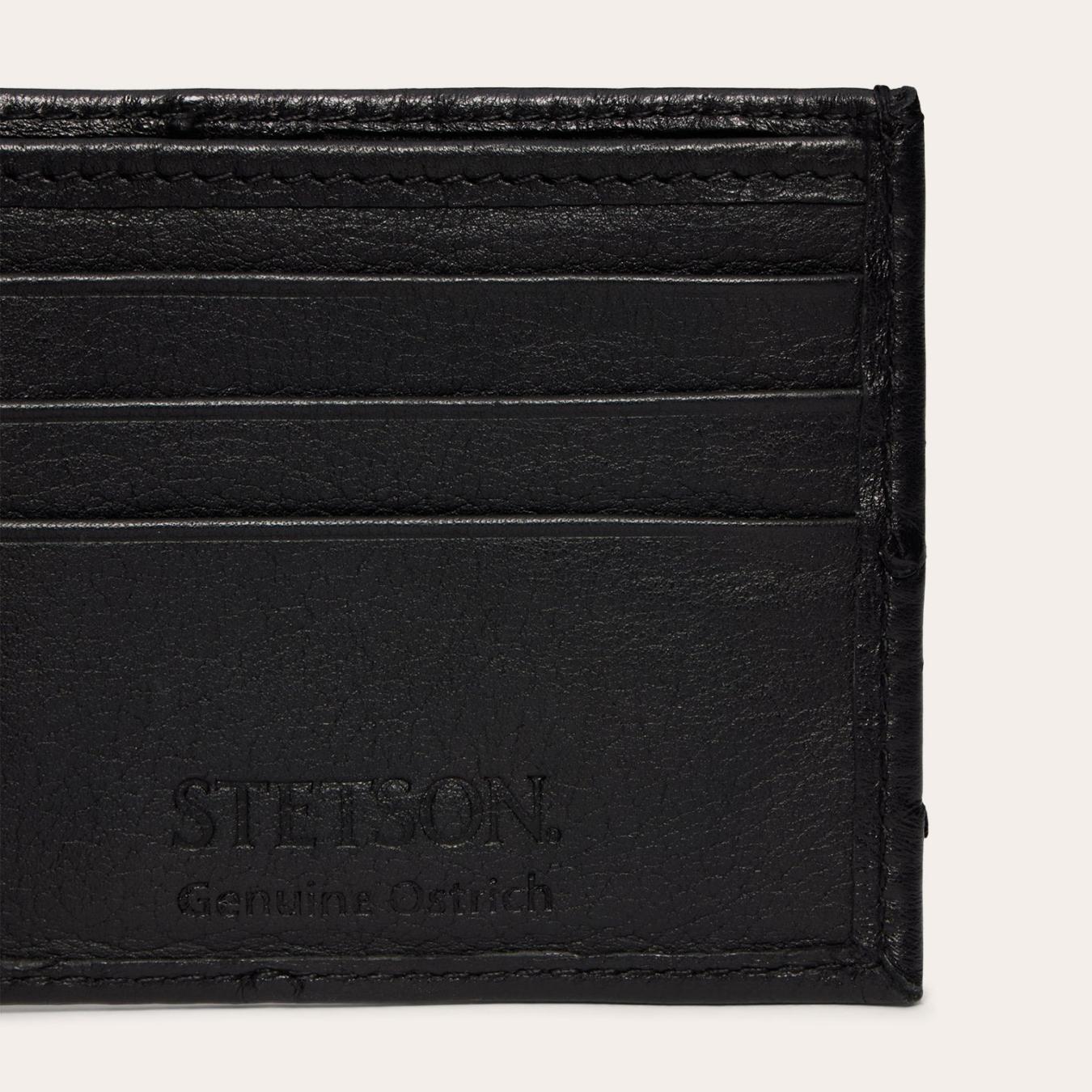 Men Wallets | Stetson Ostrich Bi-Fold Wallet Black Cowboy Classic