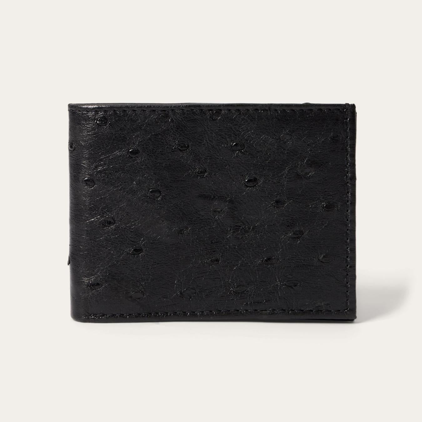 Men Wallets | Stetson Ostrich Bi-Fold Wallet Black Cowboy Classic