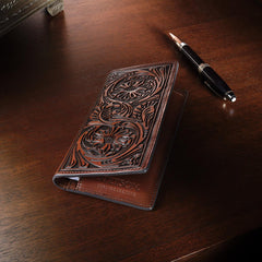 Men Wallets | Stetson Tooled Checkbook Brown