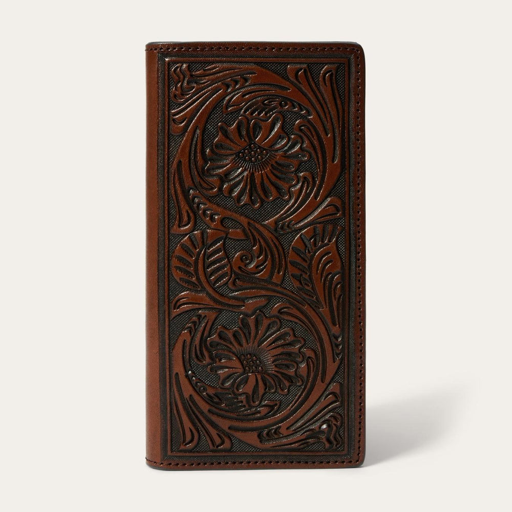 Men Wallets | Stetson Tooled Checkbook Brown