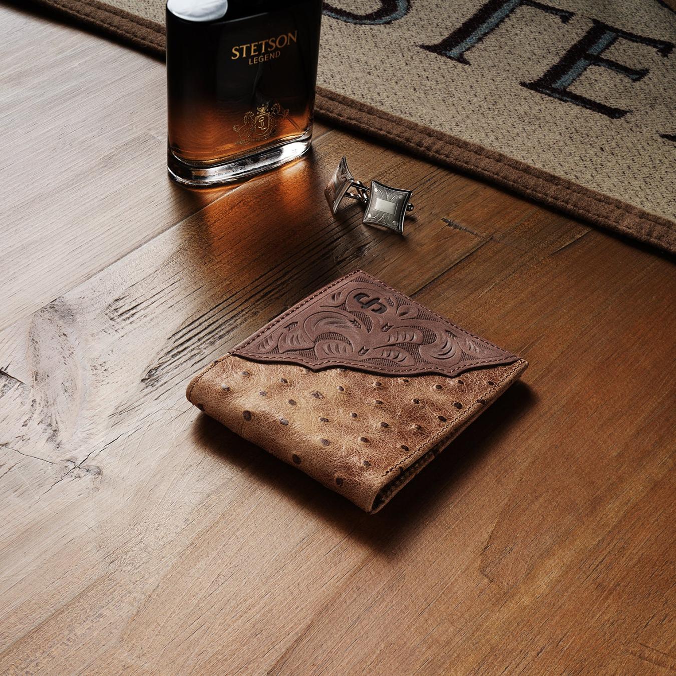 Men Wallets | Stetson Tooled Embossed Croco Bi-Fold Wallet Brown / California Nut