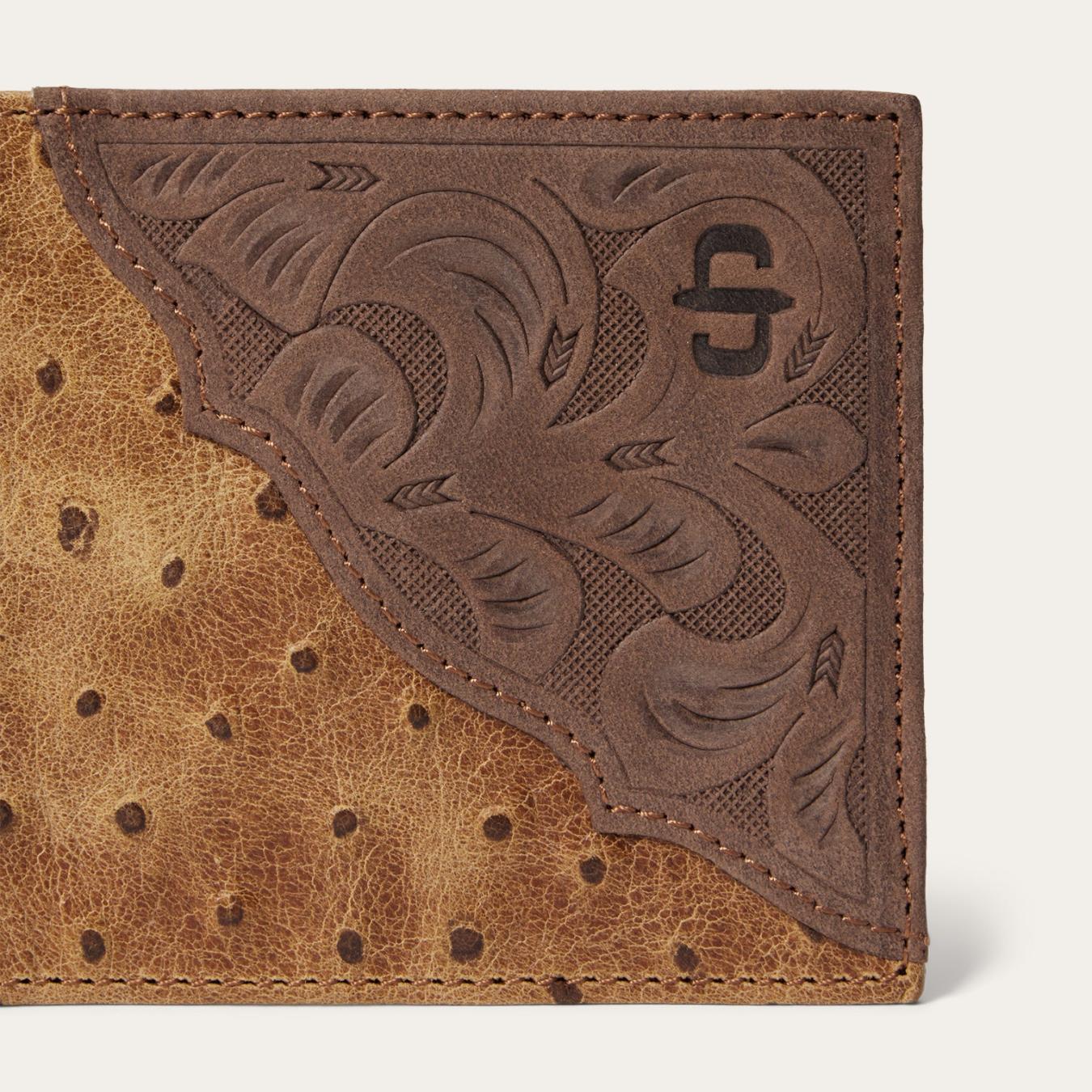Men Wallets | Stetson Tooled Embossed Croco Bi-Fold Wallet Brown / California Nut