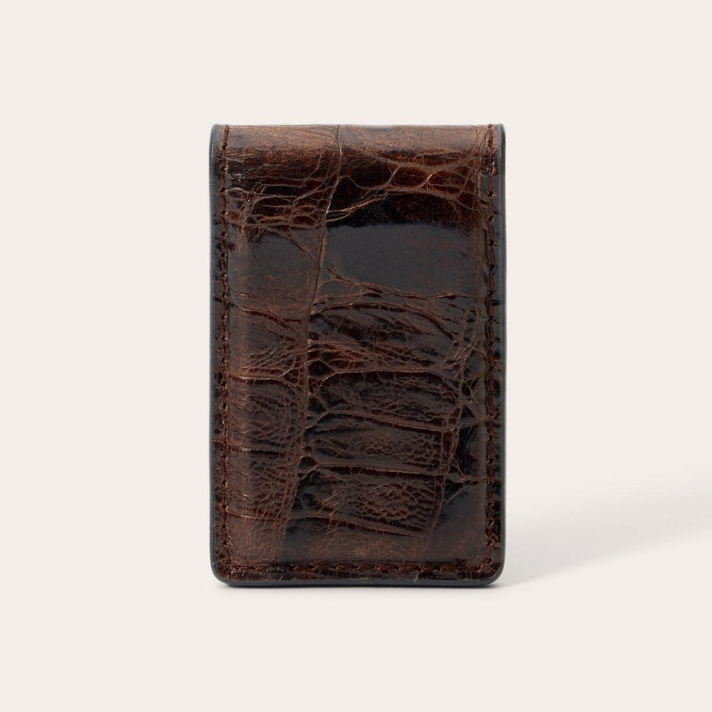 Men Wallets | Stetson Tooled Embossed Croco Money Clip Brown