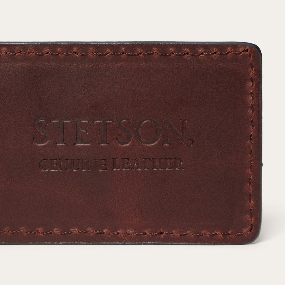 Men Wallets | Stetson Tooled Embossed Croco Money Clip Brown