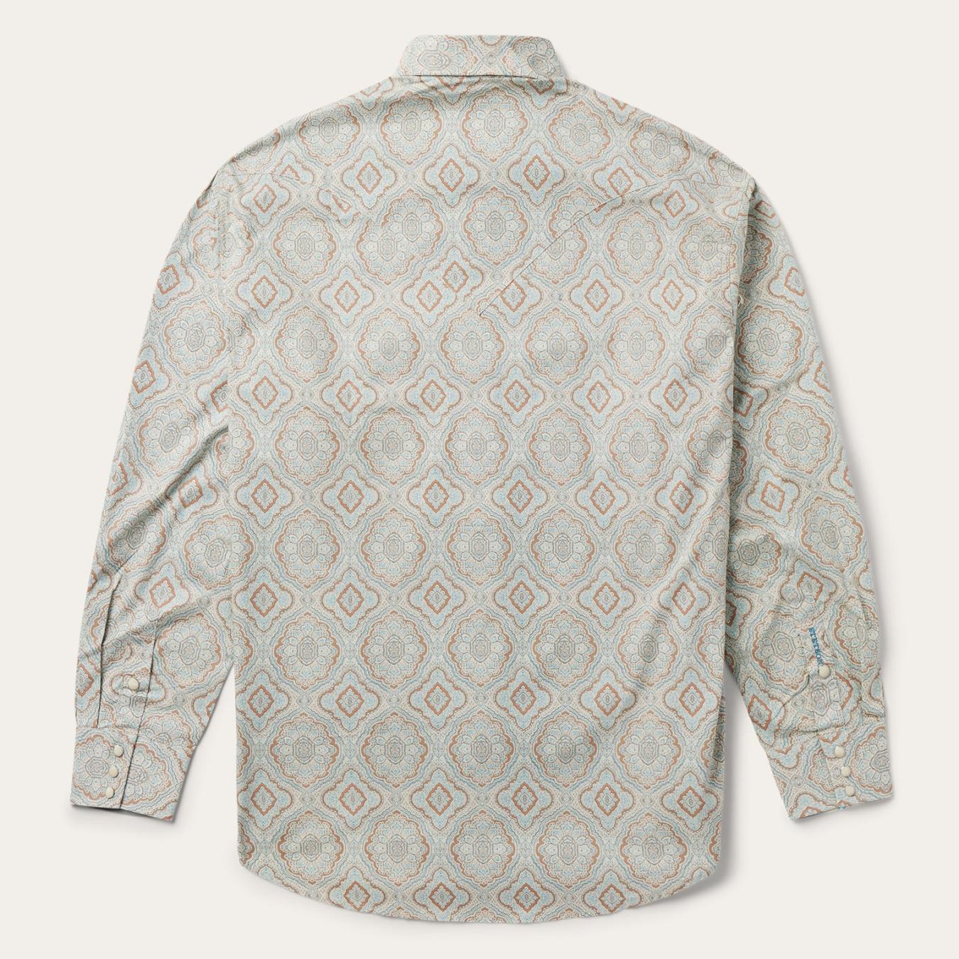 Men Western Shirts | Stetson Aqua Paisley Print Western Shirt Green