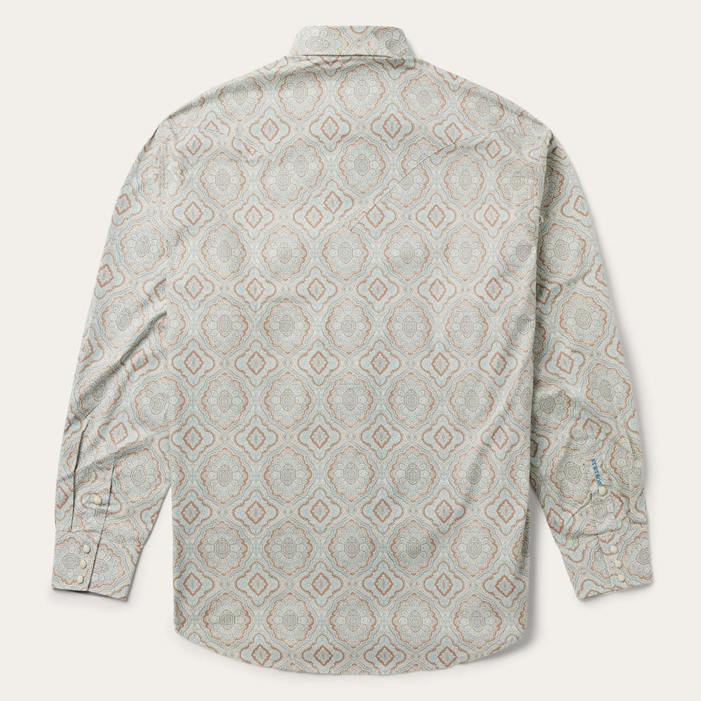 Men Western Shirts | Stetson Aqua Paisley Print Western Shirt Green