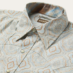 Men Western Shirts | Stetson Aqua Paisley Print Western Shirt Green