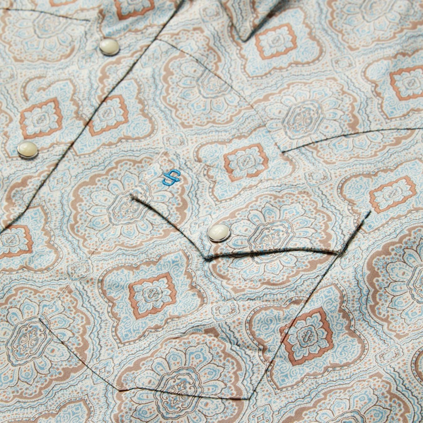 Men Western Shirts | Stetson Aqua Paisley Print Western Shirt Green