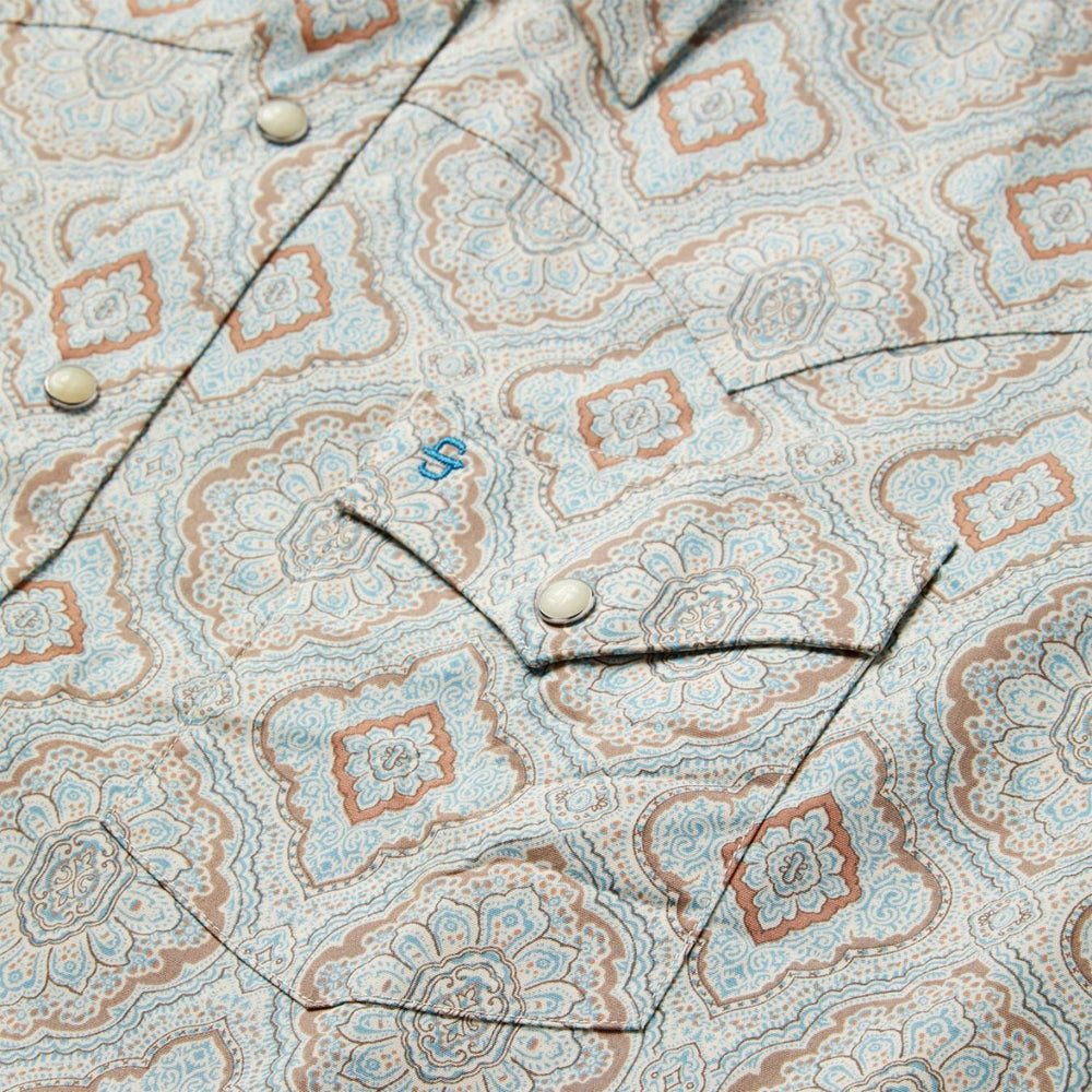 Men Western Shirts | Stetson Aqua Paisley Print Western Shirt Green