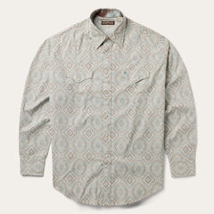 Men Western Shirts | Stetson Aqua Paisley Print Western Shirt Green