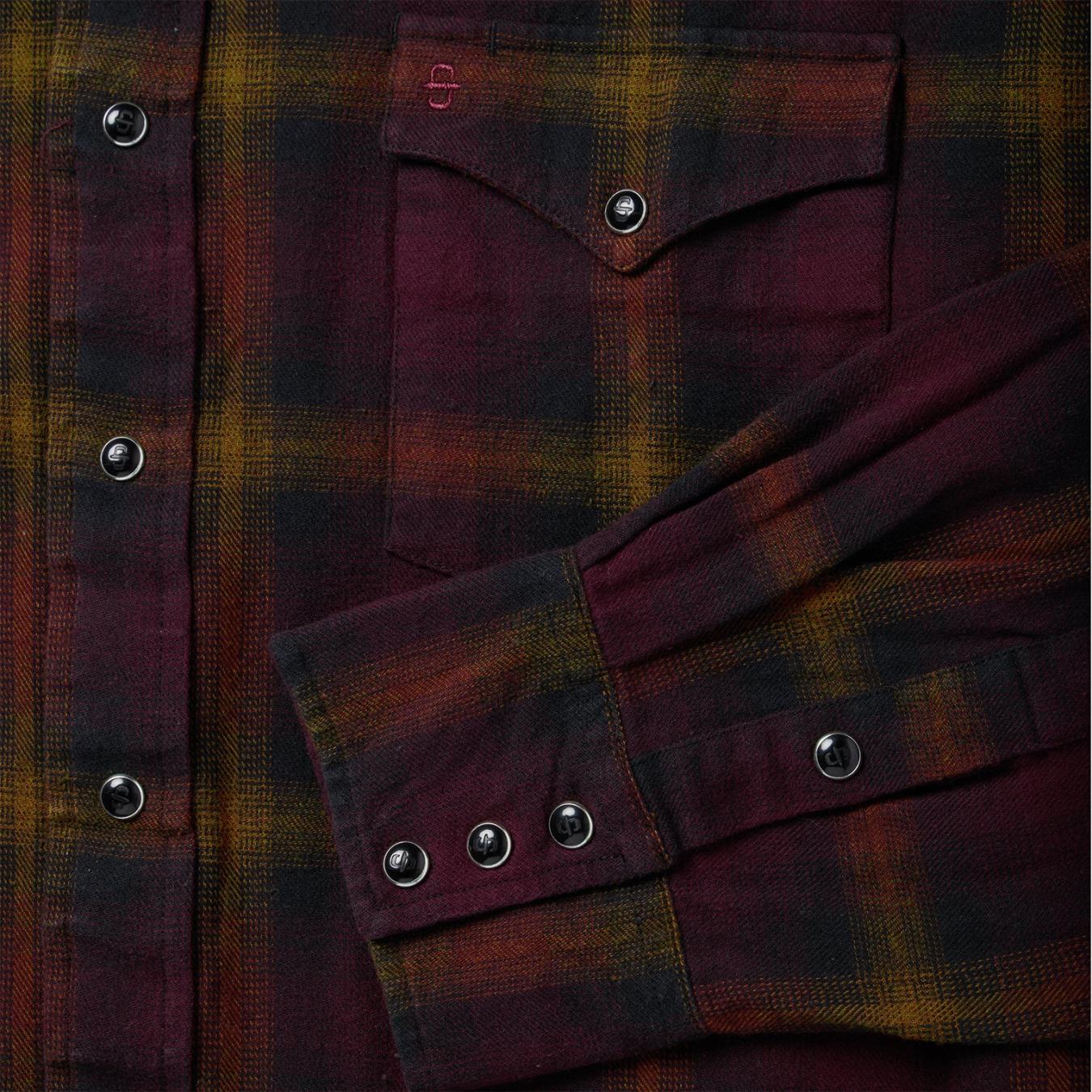 Men Western Shirts | Stetson Black Wine Plaid Flannel Western Shirt Wine