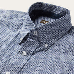 Men Western Shirts | Stetson Blue Deco Geo Print Button Front Shirt Blue