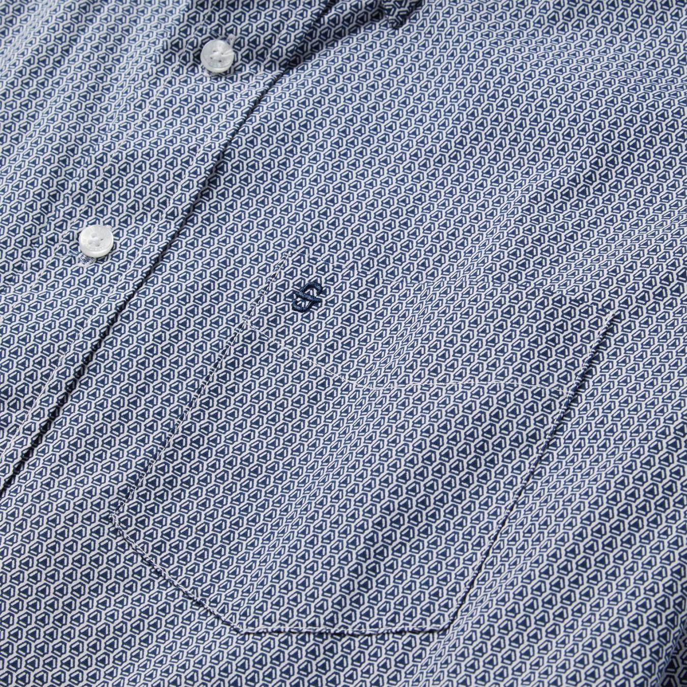 Men Western Shirts | Stetson Blue Deco Geo Print Button Front Shirt Blue