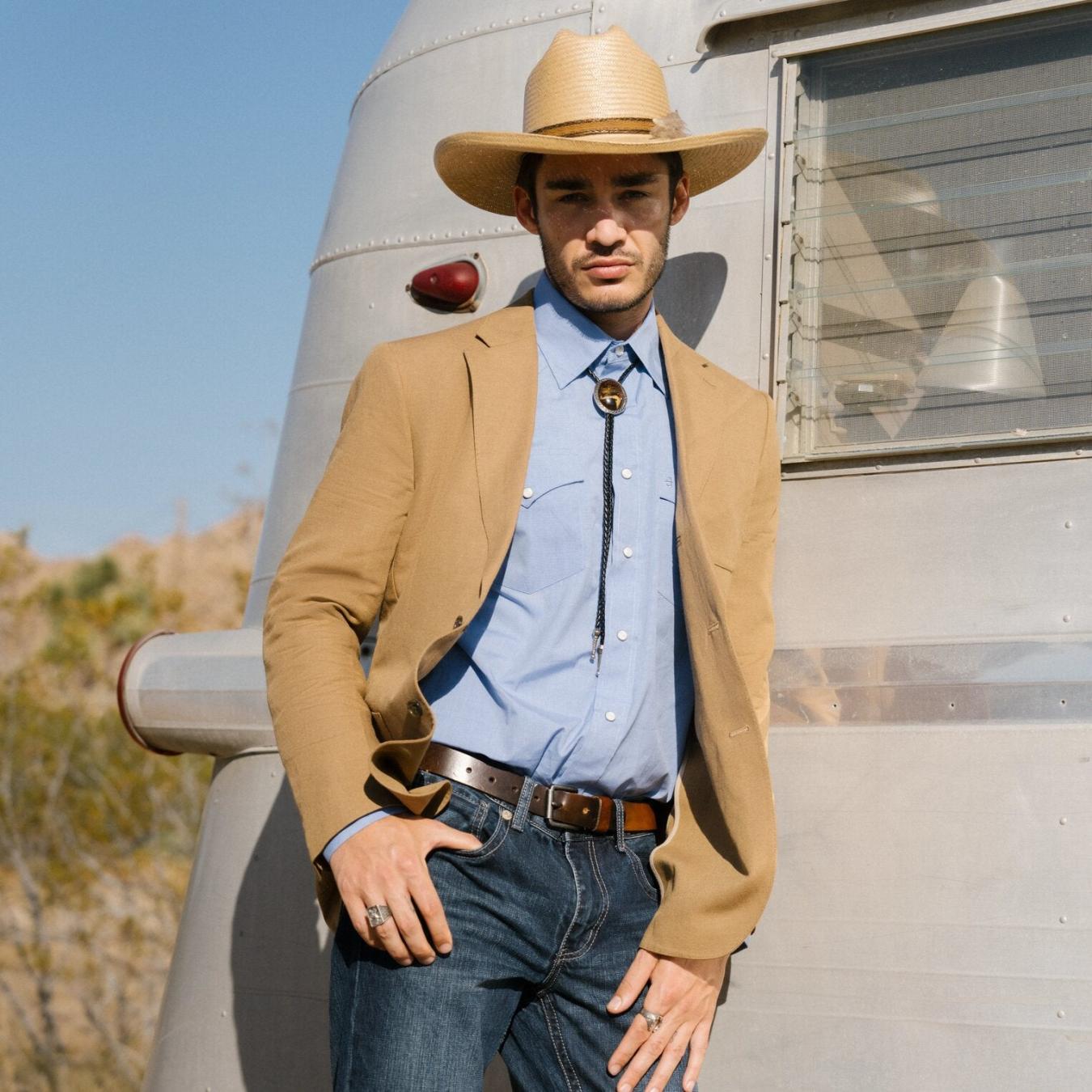 Men Western Shirts | Stetson Blue End On End Solid Shirt Blue