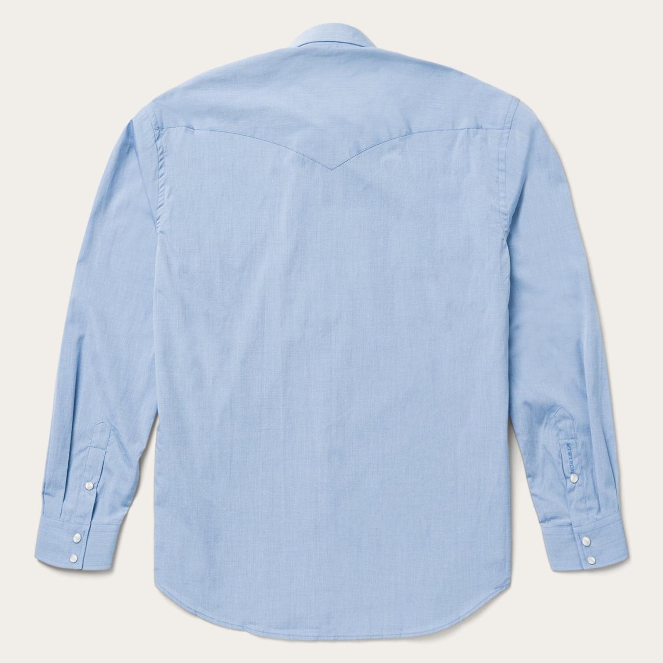 Men Western Shirts | Stetson Blue End On End Solid Shirt Blue