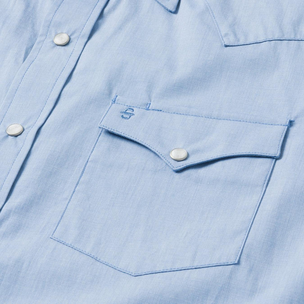 Men Western Shirts | Stetson Blue End On End Solid Shirt Blue