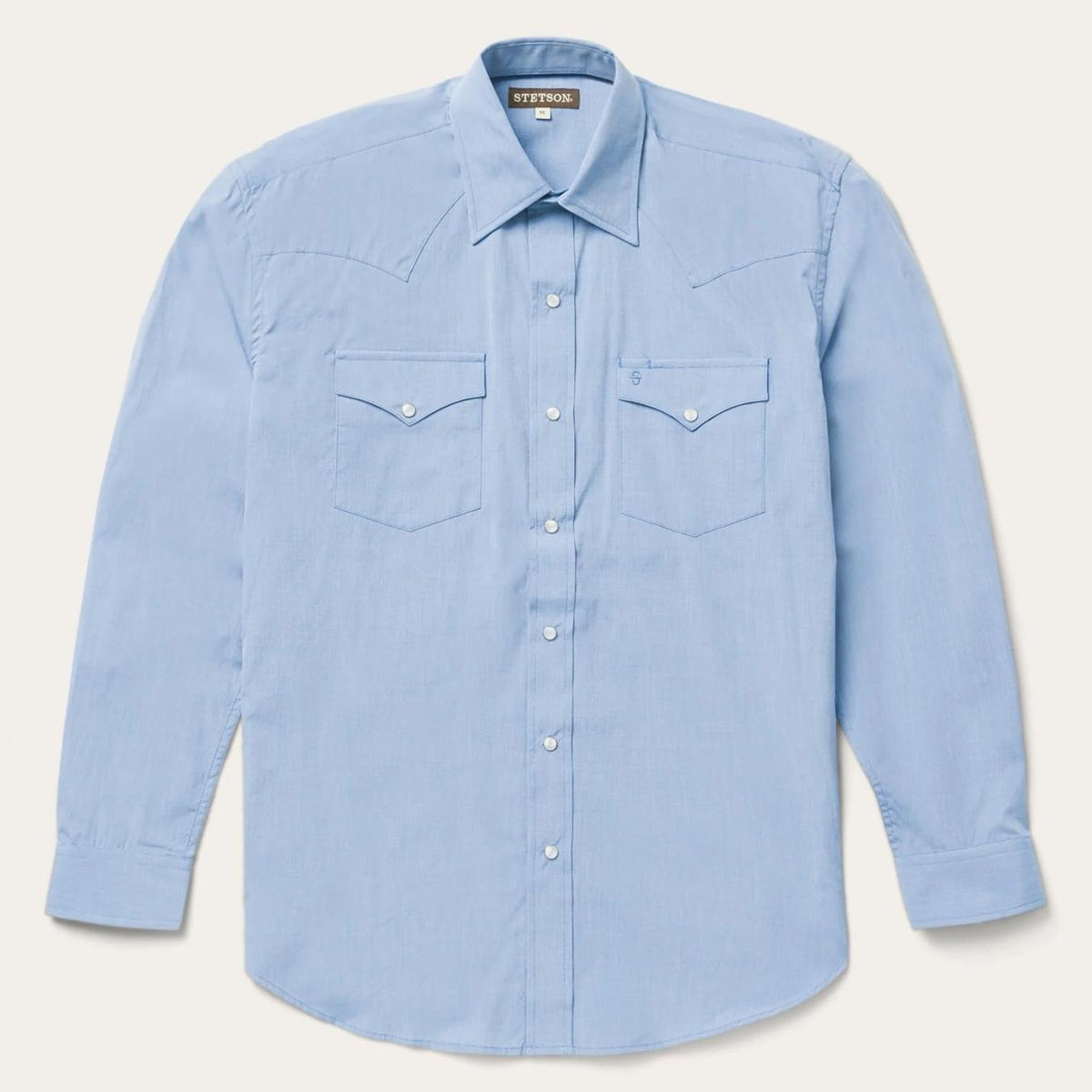 Men Western Shirts | Stetson Blue End On End Solid Shirt Blue