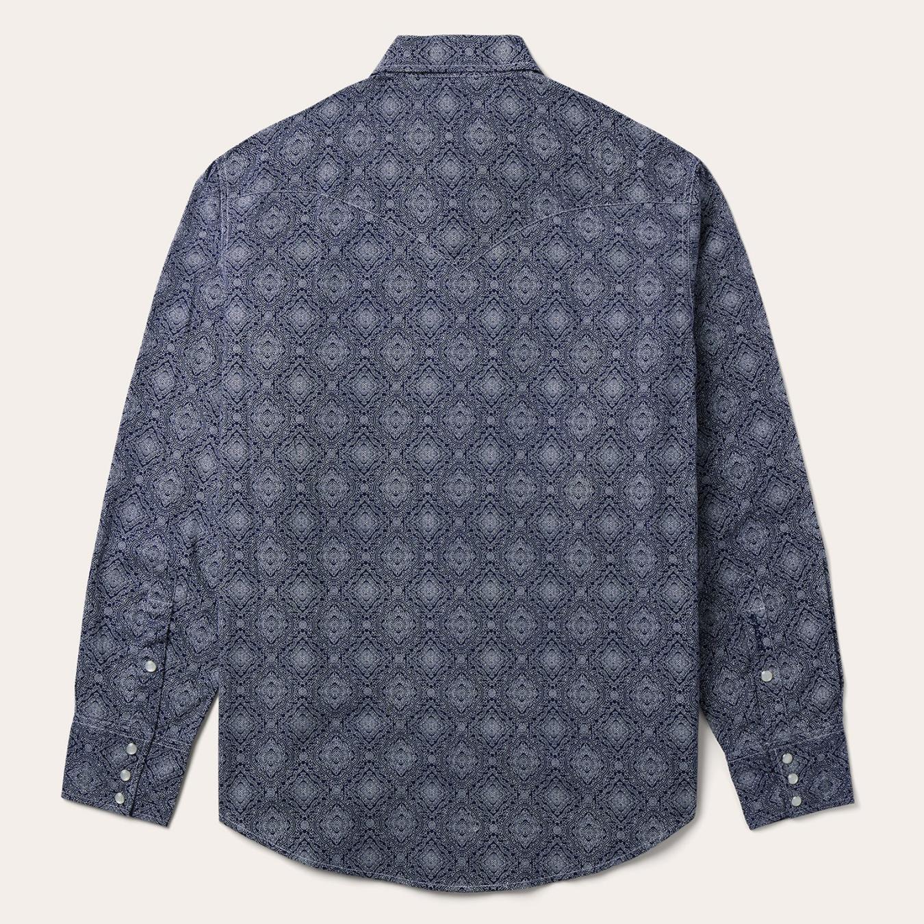 Men Western Shirts | Stetson Blue Medallion Print Western Shirt Blue