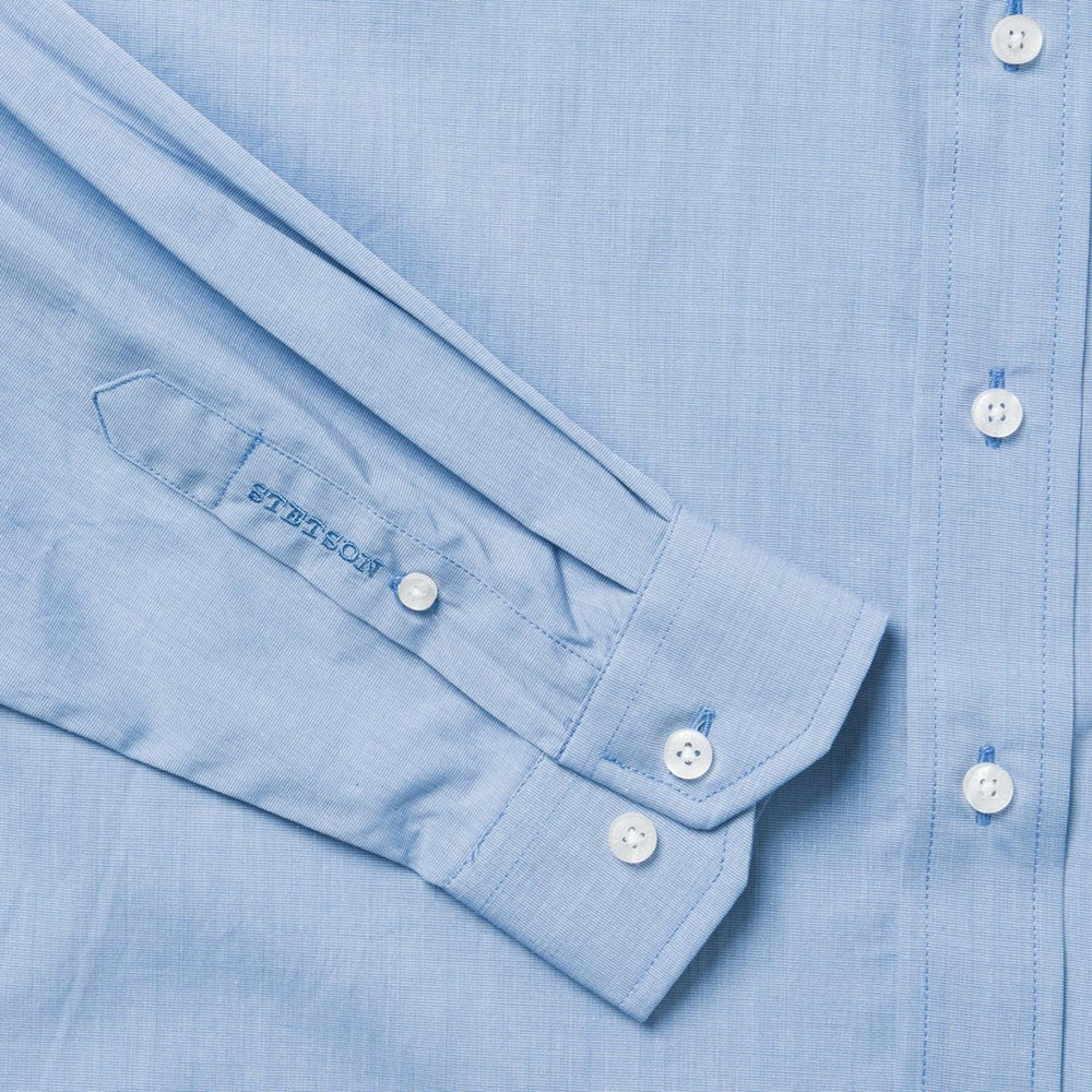Men Western Shirts | Stetson Blue Solid One-Pocket Snap-Front Shirt Blue