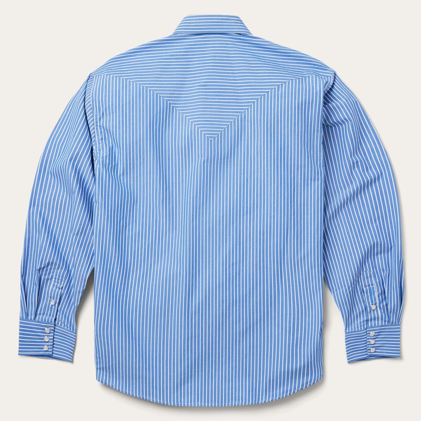 Men Western Shirts | Stetson Blue Western Stripe Shirt Blue