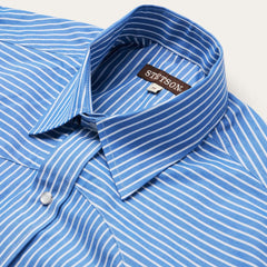 Men Western Shirts | Stetson Blue Western Stripe Shirt Blue