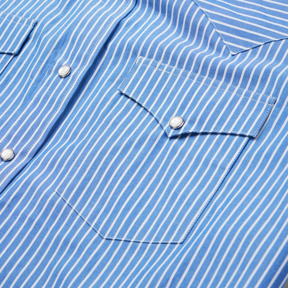 Men Western Shirts | Stetson Blue Western Stripe Shirt Blue