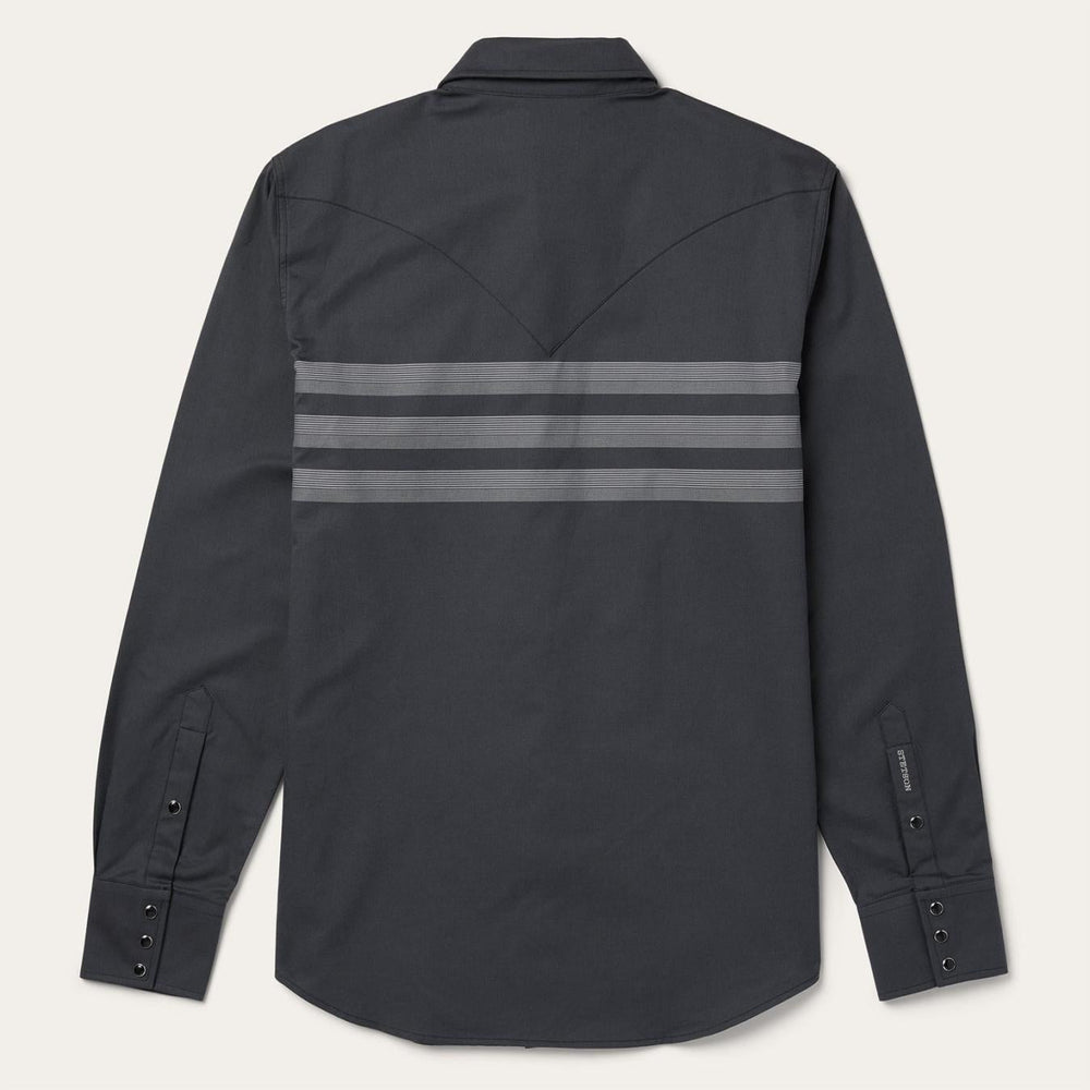 Men Western Shirts | Stetson Border Stripe Twill Western Shirt Black
