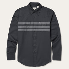 Men Western Shirts | Stetson Border Stripe Twill Western Shirt Black