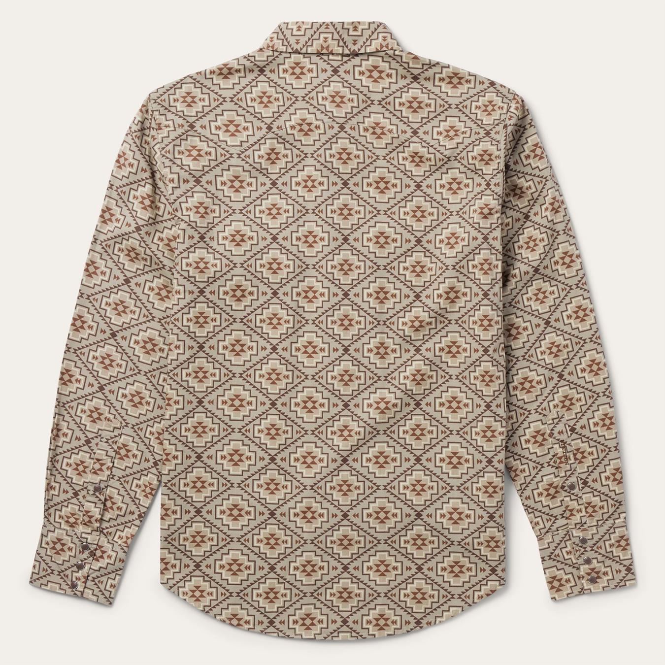 Men Western Shirts | Stetson Brown Aztec Poplin Western Shirt Brown