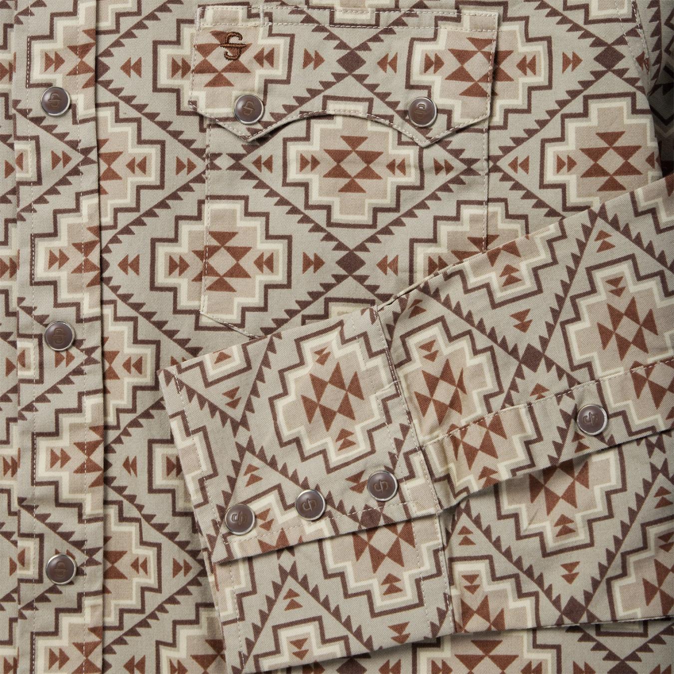 Men Western Shirts | Stetson Brown Aztec Poplin Western Shirt Brown