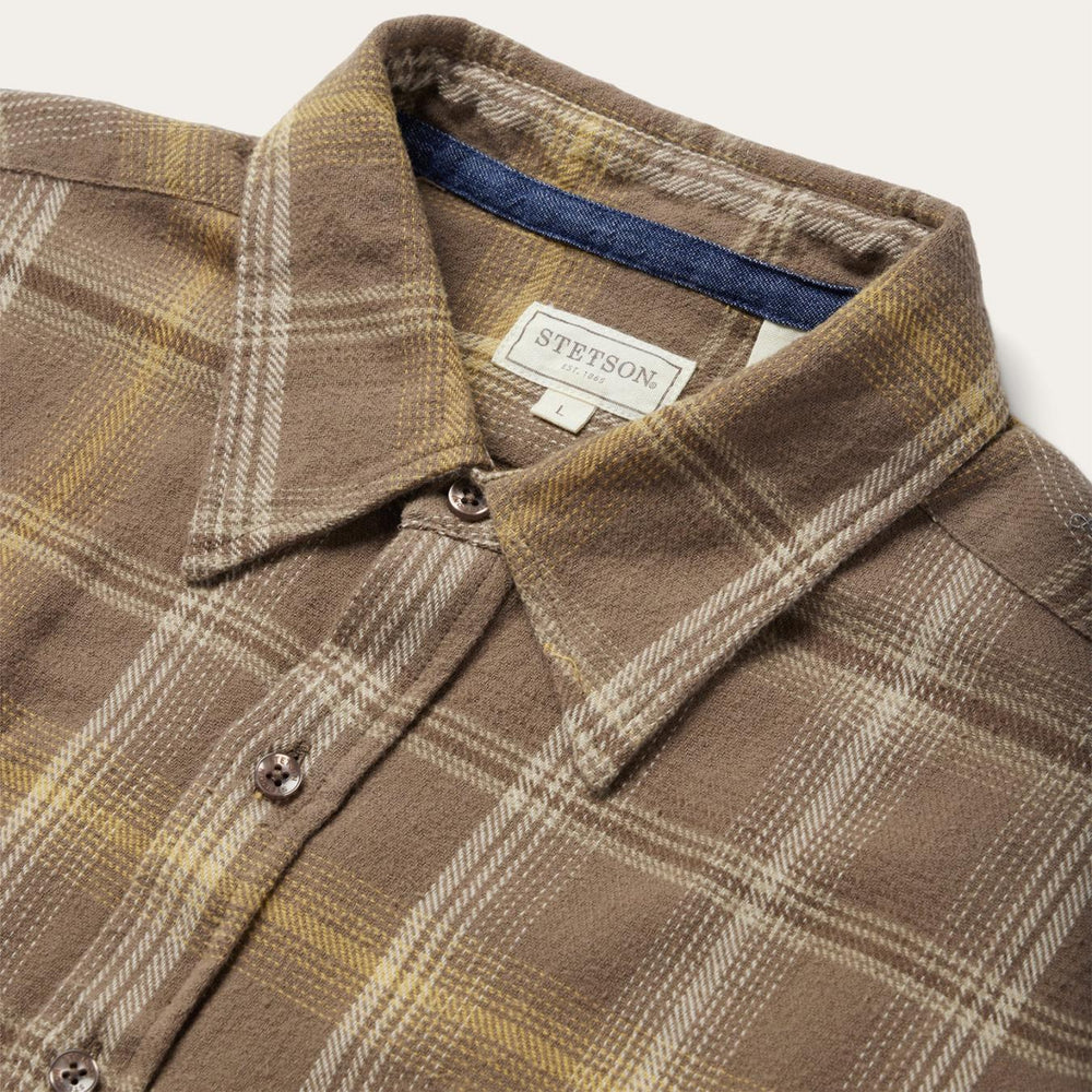 Men Western Shirts | Stetson Brown Flannel Button-Front Shirt Brown
